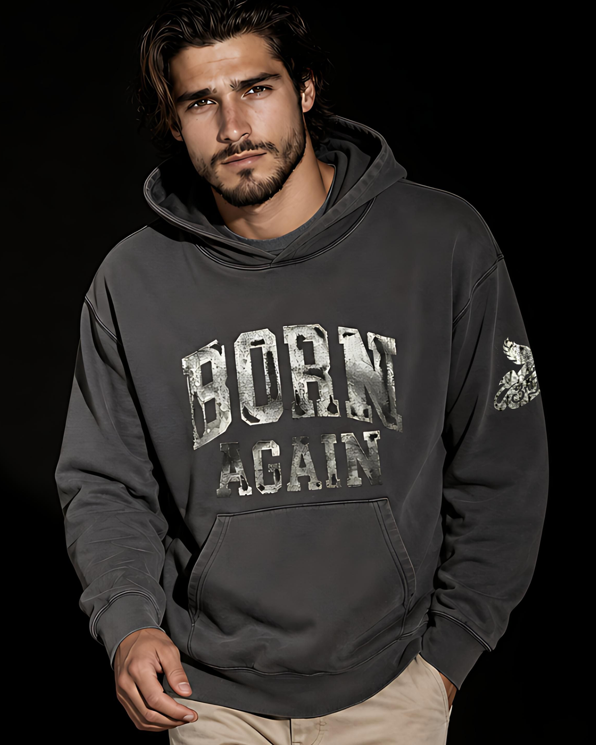 Born Again Black on Black Hoodie